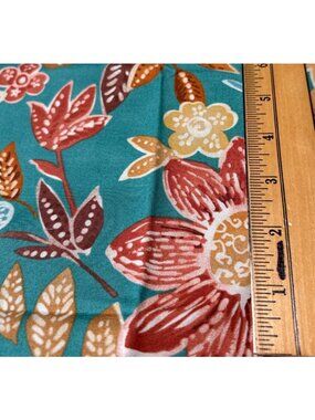 Floral Fat Quarter 18" x 22" Teal/Multicolor Cotton Fabric Quilting Crafts